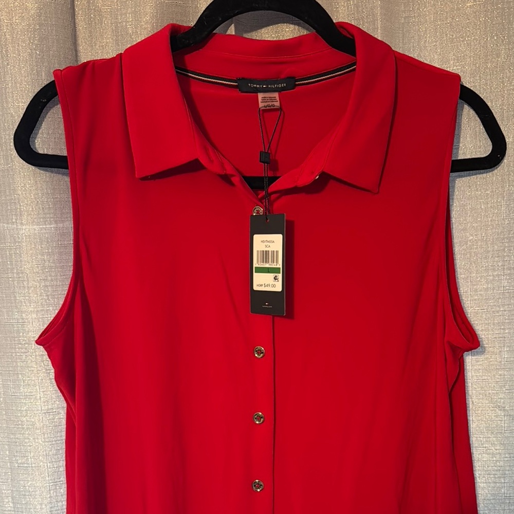 Tommy Hilfiger Women's Red Sleeveless Top